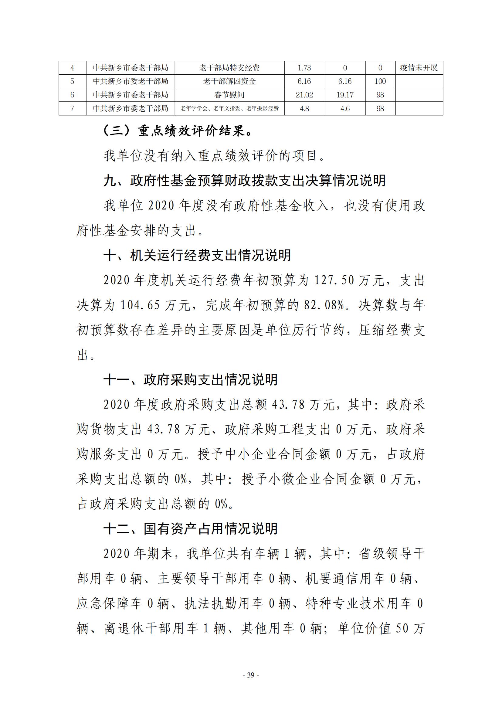 2020年度中共新乡市委老干部局（本级）决算公开说明_38